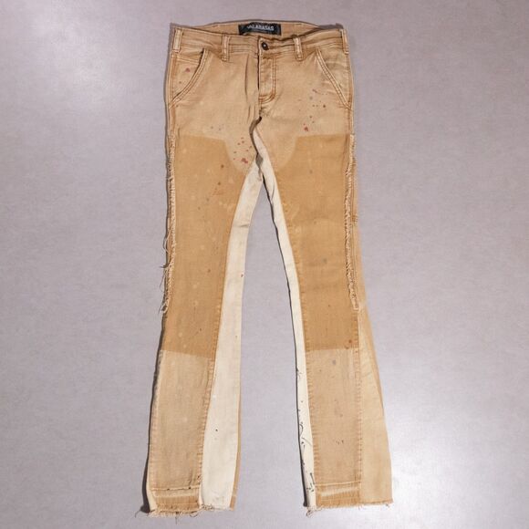 Valabasas Carpenter Stacked Flared Splatter Distressed Brown Jeans Men's 31x35 - Picture 1 of 8